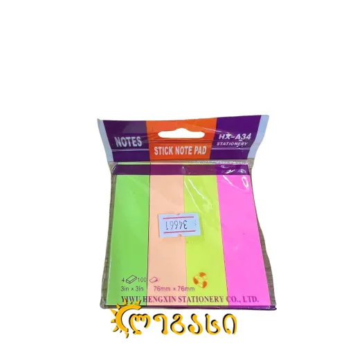 წებოვანი ფურც. 1-ფერი ფერაბში 100-ფურც.