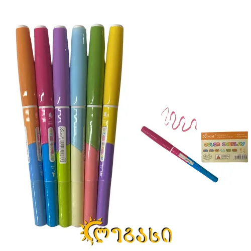 ფლომასტერი ორმხრივი 6 ფერი