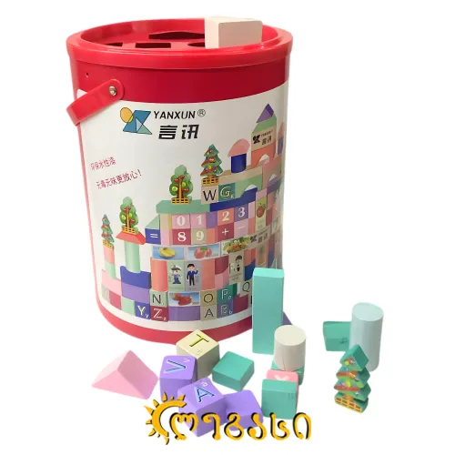 თ2509802 ხის კუბიკები ვედროში 138 ცალიანი