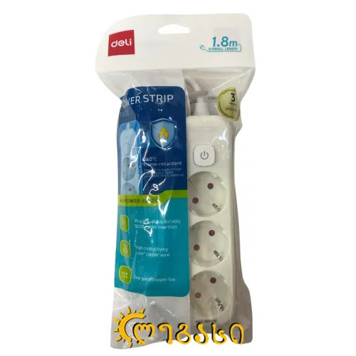 დამაგრძელებელი 1.8m, 3 outlets,T431 , DELI