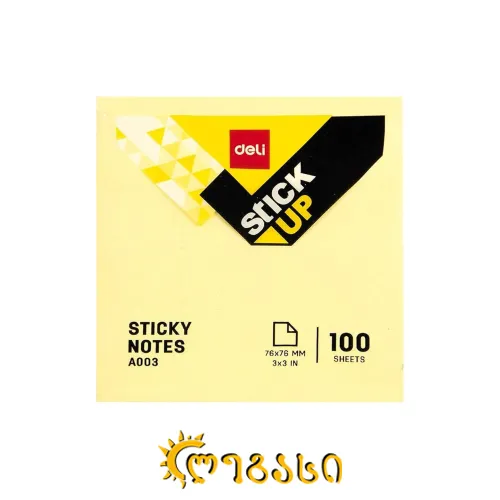 ჩასანიშნი წებოვანი ფორმები 76×76mm  100 sheets A03202, DELI